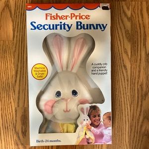 Vintage FISHER-PRICE #1353 Security Bunny Blanket Lovey Pastel Plaid 1986 NEW